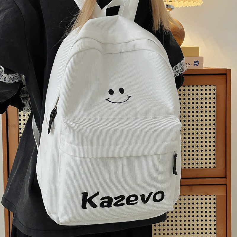 Ins-style Japanese-style soft girl schoolbag, Korean-style solid color versatile girl backpack, large capacity, high appearance level, cute backpack details Picture