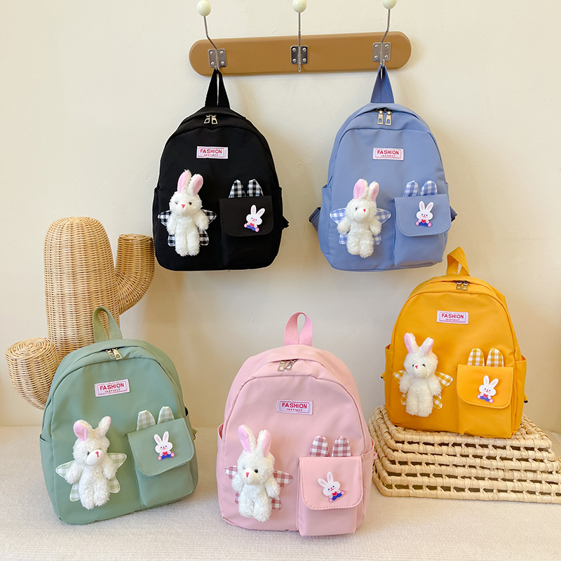 New cartoon little rabbit early education children's schoolbag, cute boys and girls for kindergarten small class, casual backpack full figure