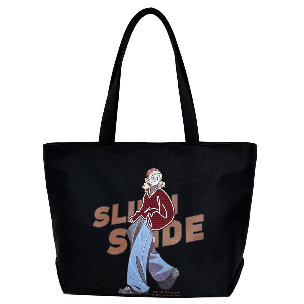 Creative and personalized single-shoulder bag, large-capacity hand-held shopping bag, new summer simple college student tote bag for class Item Picture