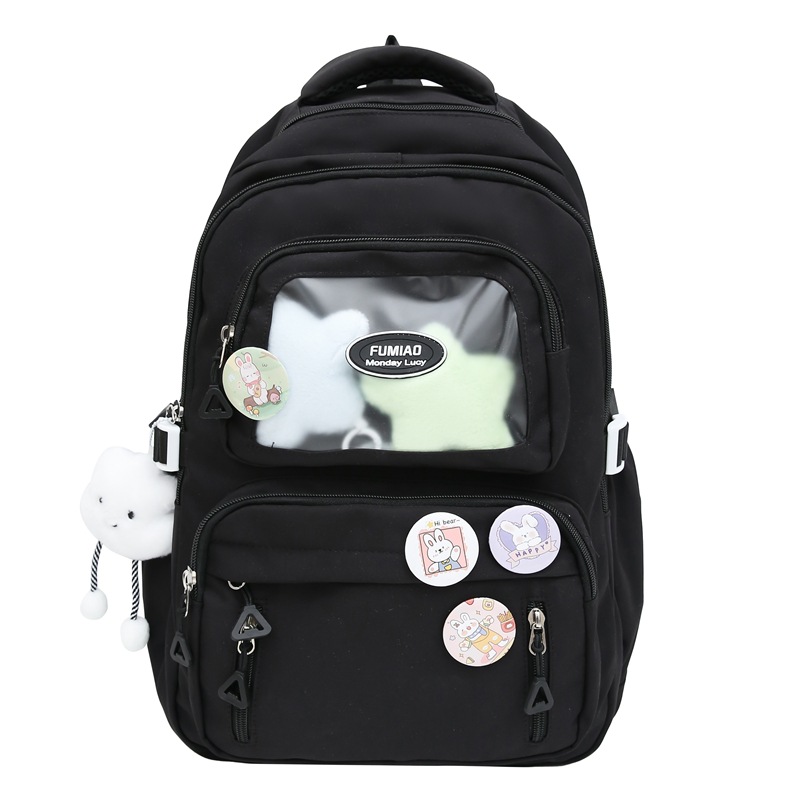 This is a fresh and cute backpack for children and primary school students in grades 3 to 6. It has a sweet style and a solid color with a transparent layer Item Picture