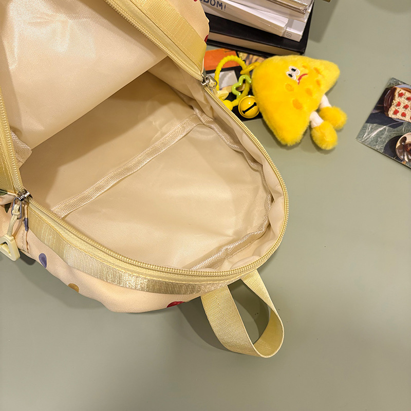 New high-appeal, cute polka dot backpack with a school style, large-capacity, versatile schoolbag, and a simple, lightweight Korean-style backpack Application Scenario