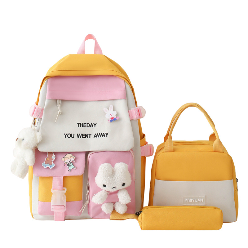 A convenient, large-capacity, color-matched, fashionable three-piece backpack set for the campus, a cute, fresh, sweet and girlish backpack Item Picture