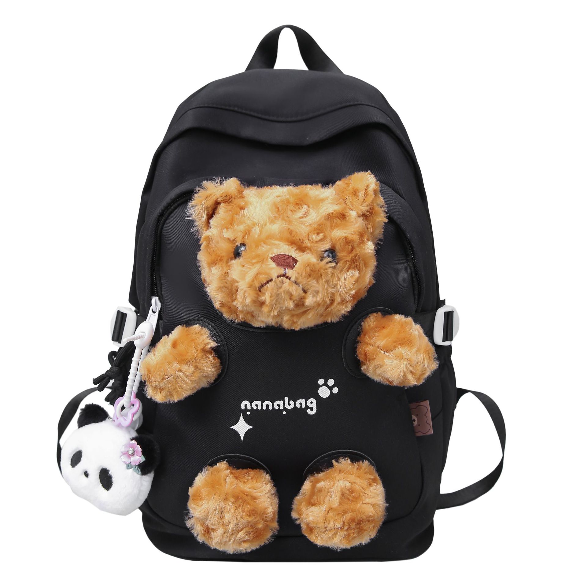 Versatile, good-looking, soft and cute travel backpack, niche design schoolbag, bear doll, lightweight backpack Item Picture