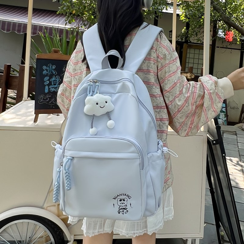 A new high-appearance-level, fresh and sweet candy-colored cartoon embroidered backpack for girls in the style of Instagram details Picture