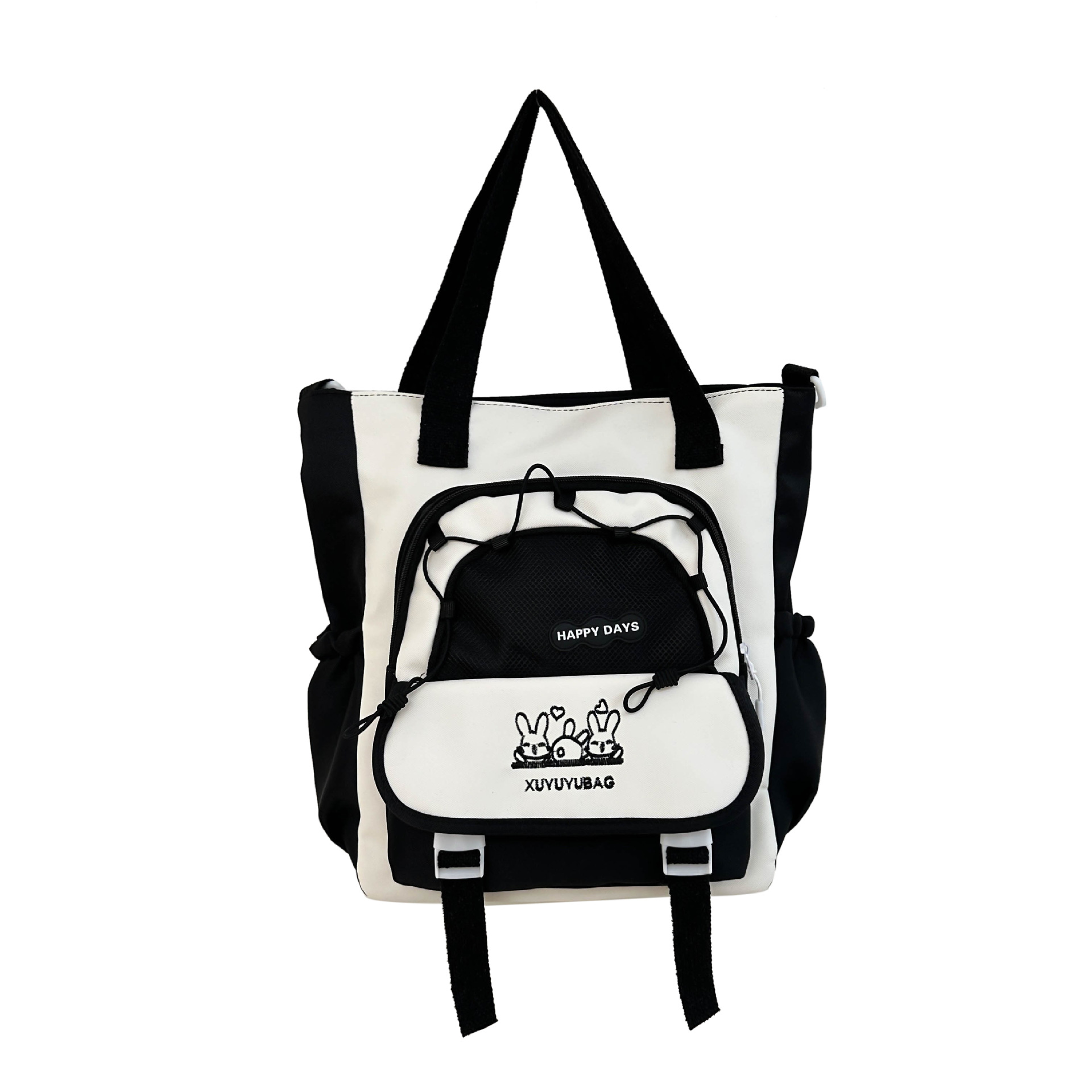 Cute color-blocking and fresh college girl crossbody bag, Japanese-style ins large-capacity student class single-shoulder tote bag Item Picture