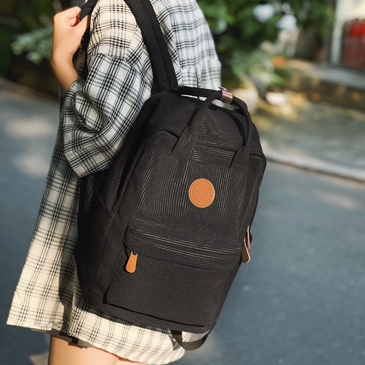 Korean-style cool corduroy backpack, casual student schoolbag, corduroy hand-held trendy backpack, school-style bag Application Scenario