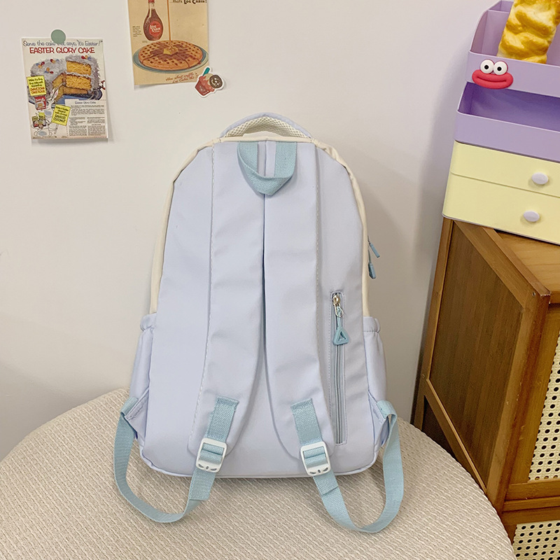 Versatile color-blocking backpack, new trendy large-capacity backpack, high-end short-distance travel bag, college student schoolbag Specification drawing