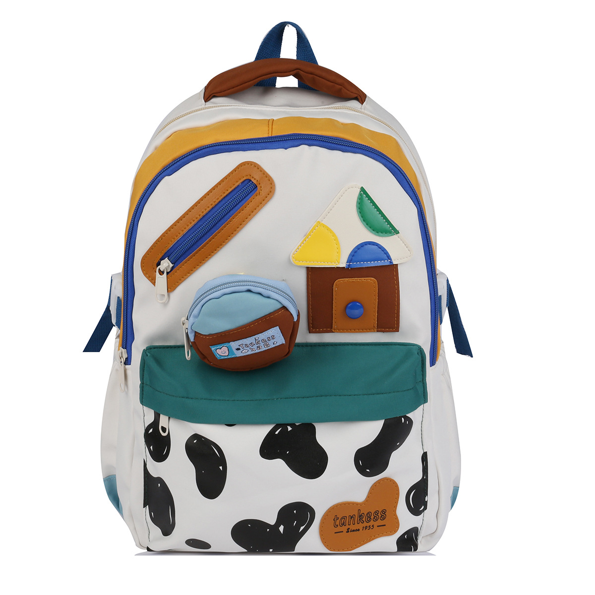 The new color-blocking versatile backpack is lightweight and has a large capacity. It's a cute and Instagram-style single-shoulder bag and a casual backpack Item Picture
