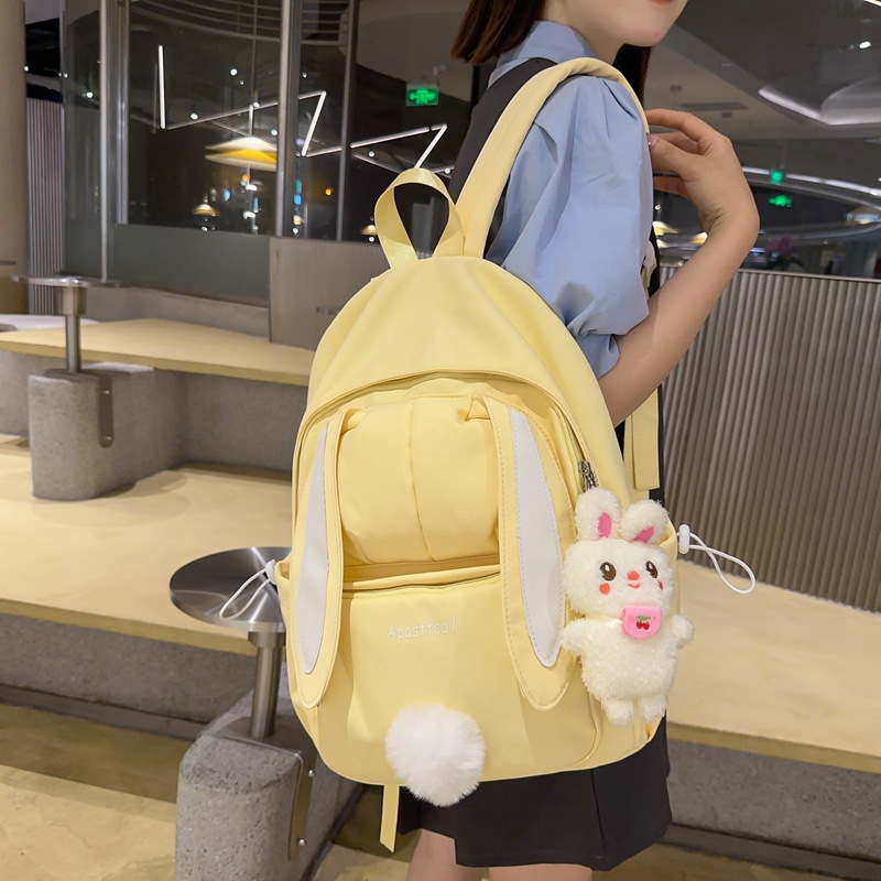 A Korean version of a Harajuku high School student's Japanese-style cute rabbit-ear backpack, a versatile backpack for girls on campus details Picture