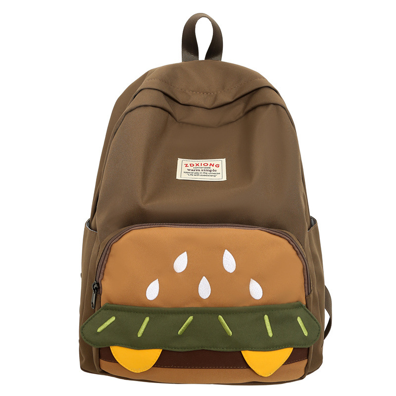 ins Burger's cute and unique design schoolbag is cartoonish and versatile. It's a lightweight travel backpack for college students and a casual backpack Item Picture