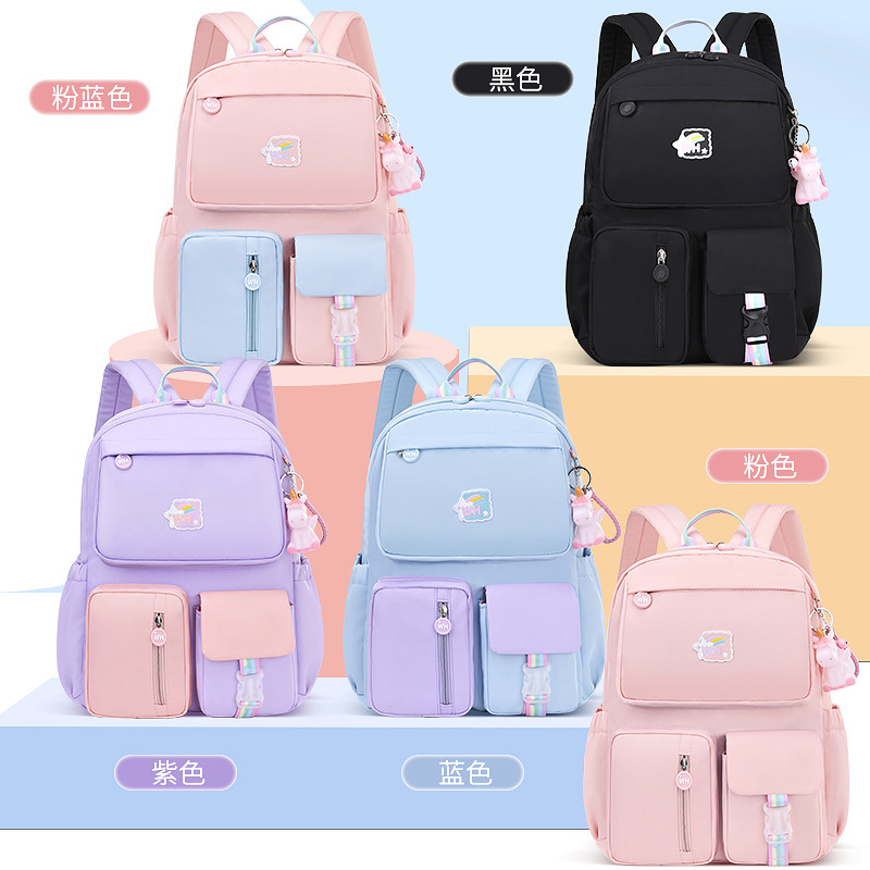 New 2023 primary school schoolbag for girls, grades 1 to 6, cartoon children's back-protecting and load-reducing backpack full figure