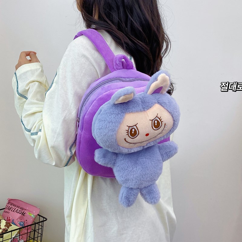 Cross-border Japanese and Korean cute plush backpacks for girls, cartoon children's backpacks, large-capacity student dolls, plush schoolbags details Picture