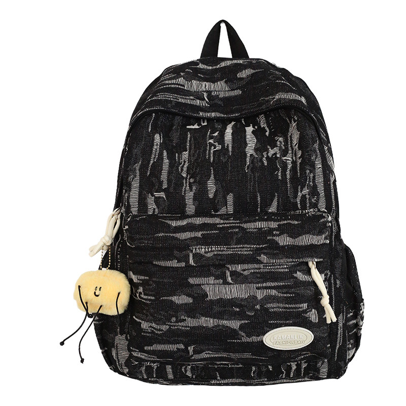 High appearance level backpack, retro washed denim backpack, Korean ins school style, lightweight schoolbag for junior and senior high school students Item Picture