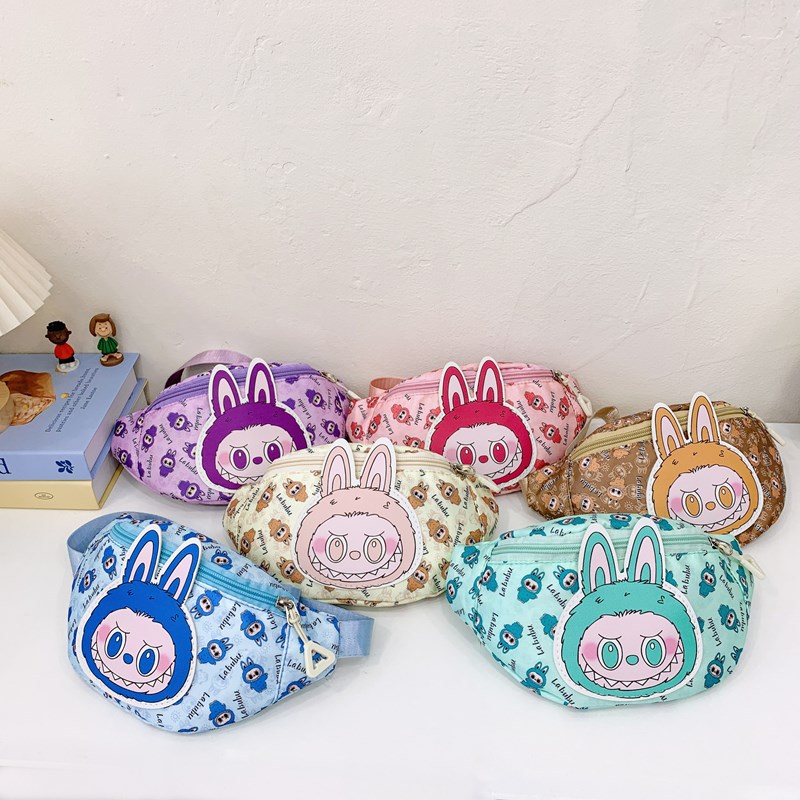 2024 Winter new cute cartoon children's waist bag, crossbody Oxford fabric portable Korean-style small chest bag outfit full figure