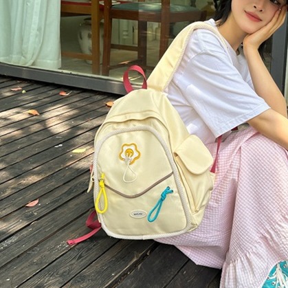 Sweet-style small schoolbag, Japanese-style primary school students' fashionable and trendy simple backpack, forest-style soft girl cute solid color backpack full figure