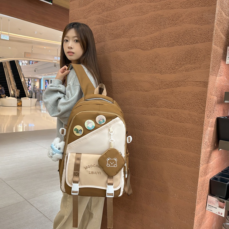 Schoolbag for girls, large-capacity backpack for junior high school students, lightweight and versatile backpack for primary school students from grades three to six with high appearance standards details Picture