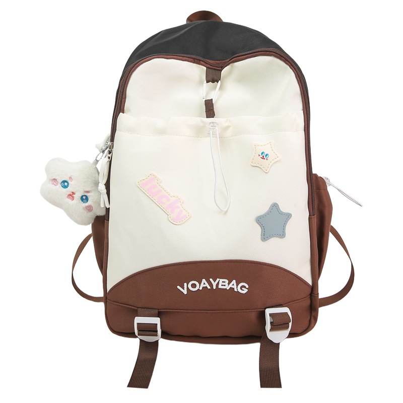 A new high-appeal, niche design with a fresh and contrasting color campus backpack, a lightweight and large-capacity backpack for junior and senior high school students Item Picture