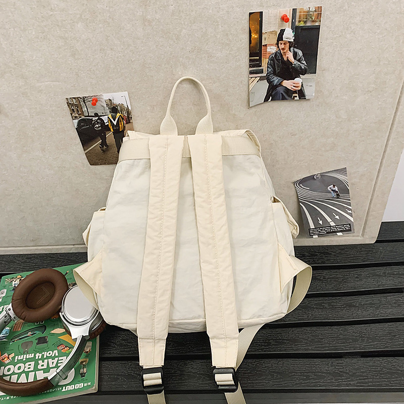 New drawstring large-capacity Korean nylon versatile backpack, travel bag, niche lightweight and casual backpack for commuting Specification drawing