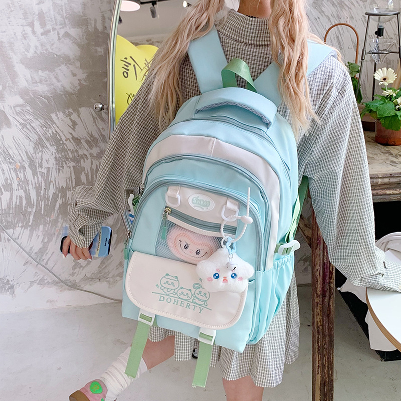 College-style schoolbag, cute transparent pain bag for female junior high school students, large-capacity computer backpack, lightweight student backpack, trendy full figure