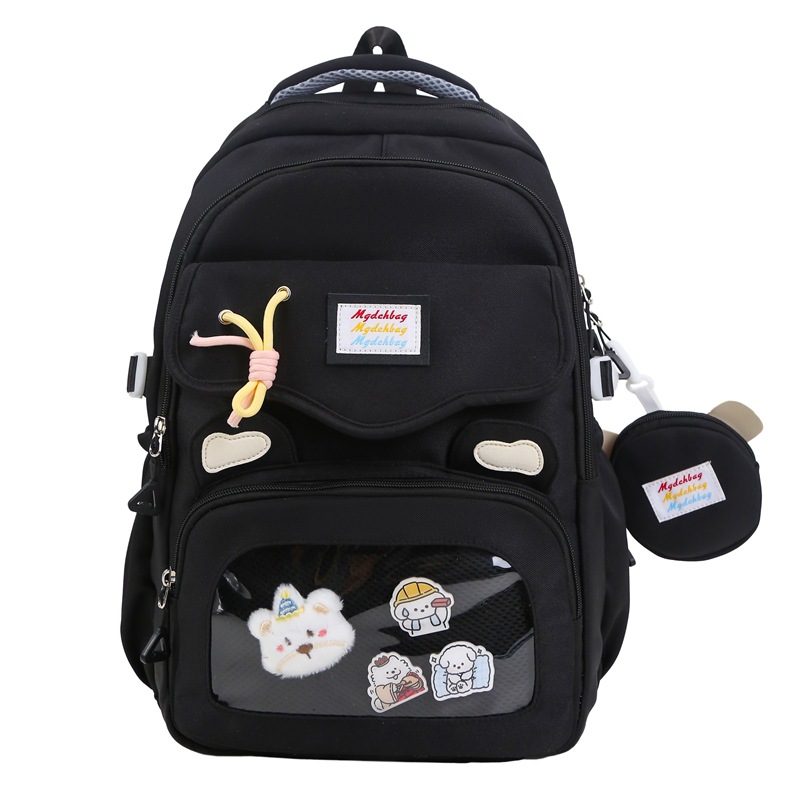 A new Japanese style backpack with a high level of appearance, fresh, sweet and cute bear transparent smudging pain bag for junior high school and high school students Item Picture