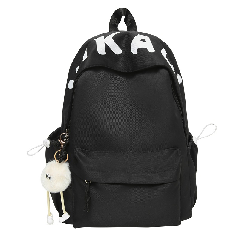 Forest-themed casual, simple and versatile college student backpack, fresh and sweet solid color with letters, lightweight and large-capacity backpack Item Picture