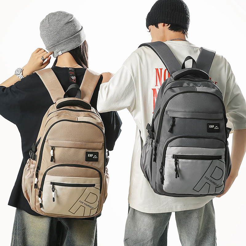 A new, stylish and cool letter backpack from the Korean version of Instagram, featuring contrasting colors and a simple yet lightweight travel and mountaineering backpack full figure
