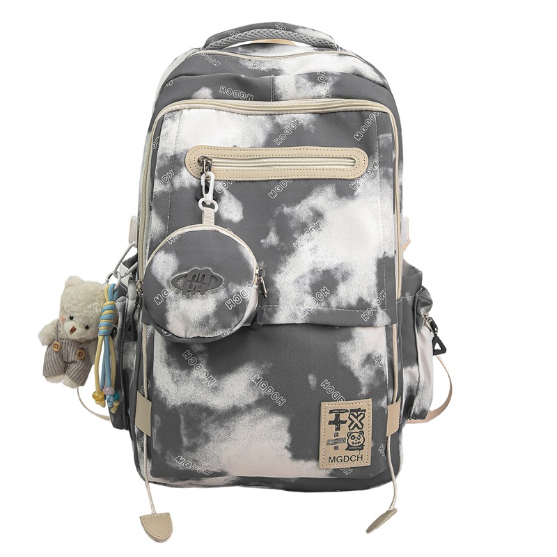 A new Japanese-style ins high-appearance-level tie-dye color-blocking backpack with a fresh and sweet taste, and a large-capacity backpack for junior and senior high school students Item Picture