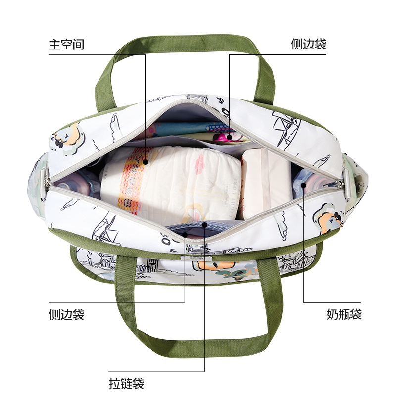 Large-capacity printed mother and baby bag, fashionable Oxford fabric for going out, new multi-functional hand-held large capacity Application Scenario