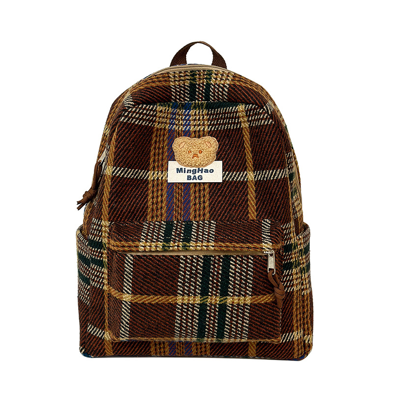 Korean Instagram school-style versatile checkered schoolbag for girls 2024 winter new high appearance level backpack for students Item Picture