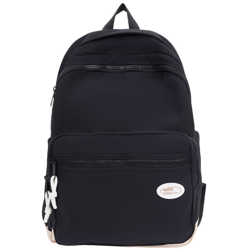 Fresh, ins, versatile, large-capacity college student schoolbag, simple, casual, lightweight backpack, high appearance level, solid-color backpack Item Picture