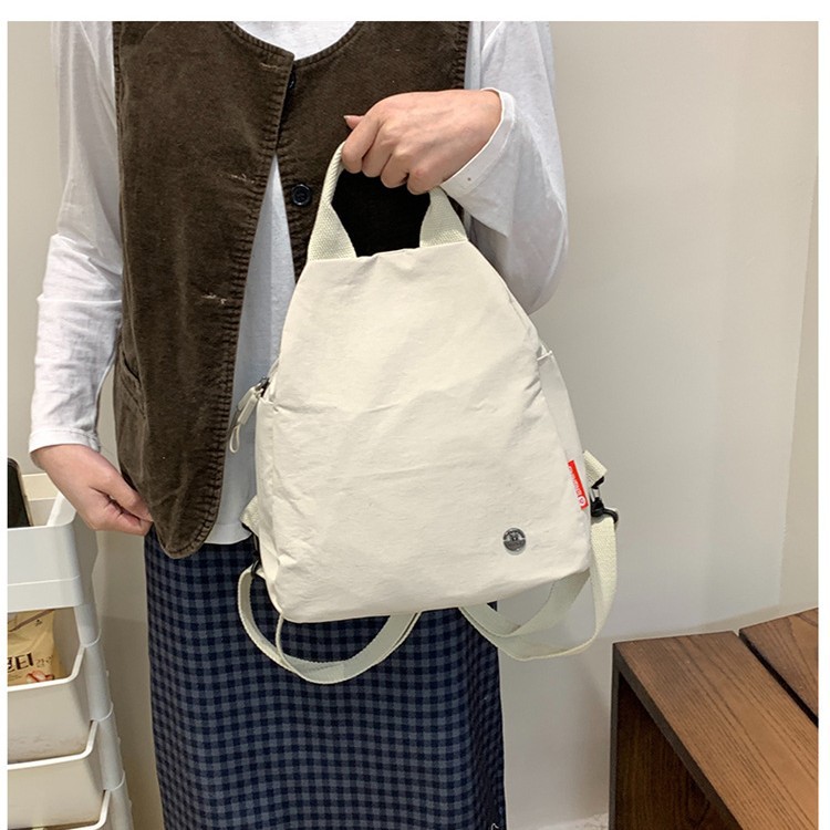 High-end and versatile new fashionable backpack, small bag, women's casual multi-functional hand-held cloth bag, student bag details Picture