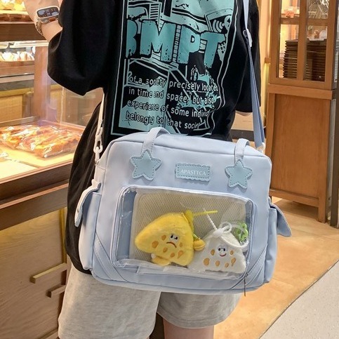 Japanese-style Instagram casual girl's small bag, versatile crossbody bag, cute transparent painbag, simple phone bag for girls details Picture