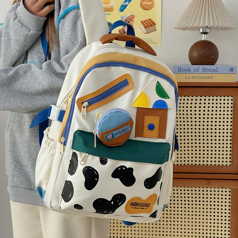 Schoolbag for female primary school students, high appearance level, backpacks for girls in grades three to six, cute girls, color-blocking backpacks for junior high school students, girlish hearts details Picture