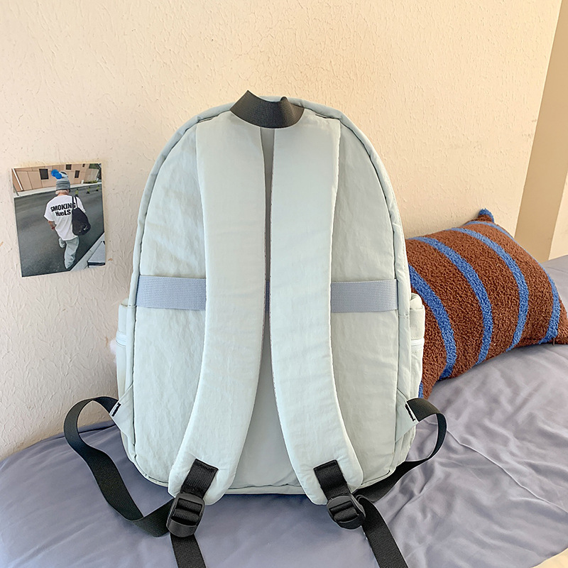 Japanese-style simple solid-color backpack, lightweight for commuting, large-capacity student schoolbag, casual and versatile, outdoor travel backpack Specification drawing