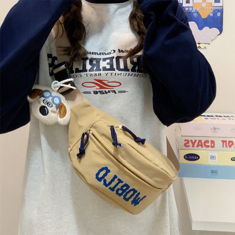 Women's ins style, Japanese fashion, simple letter single-shoulder bag, men's shoulder bag, versatile and casual, student crossbody bag, trendy details Picture