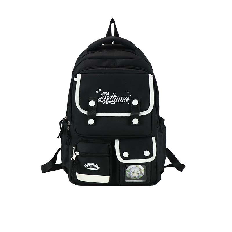 A cute and large-capacity schoolbag for junior and senior high school students in a school style, a casual and versatile backpack, a light and sweet multi-compartment backpack Item Picture