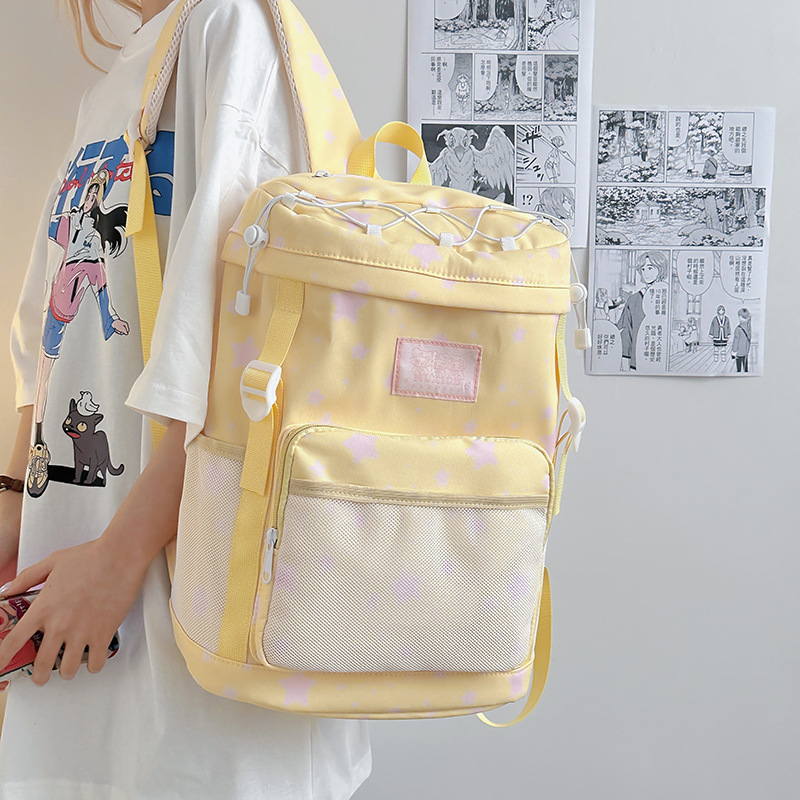 New high-appearance-level, fresh and cute star-printed schoolbag, simple commuting large-capacity backpack for junior and senior high school students details Picture