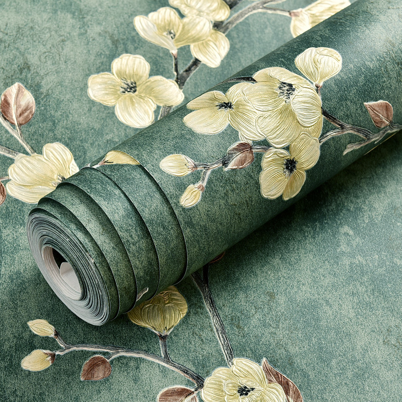 American retro wallpaper self-adhesive 3d stereoscopic country bedroom and living room wallpaper self-adhesive thickened wall sticker wallpaper full figure