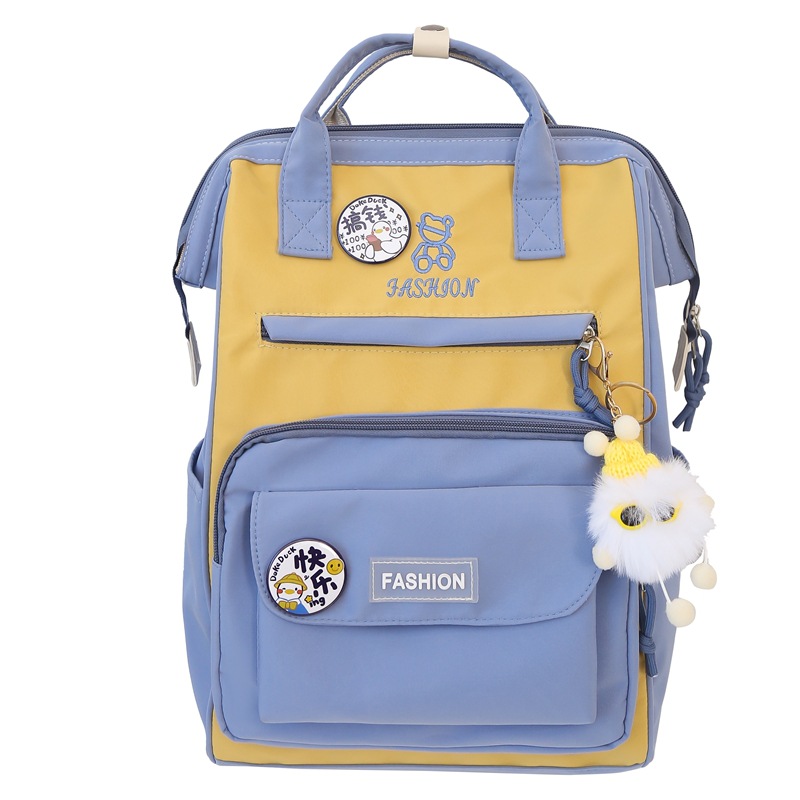 High-looking-level girl's ins fresh and clean backpack, large-capacity backpack for junior and senior high school students, fashionable color-blocking mommy bag Item Picture