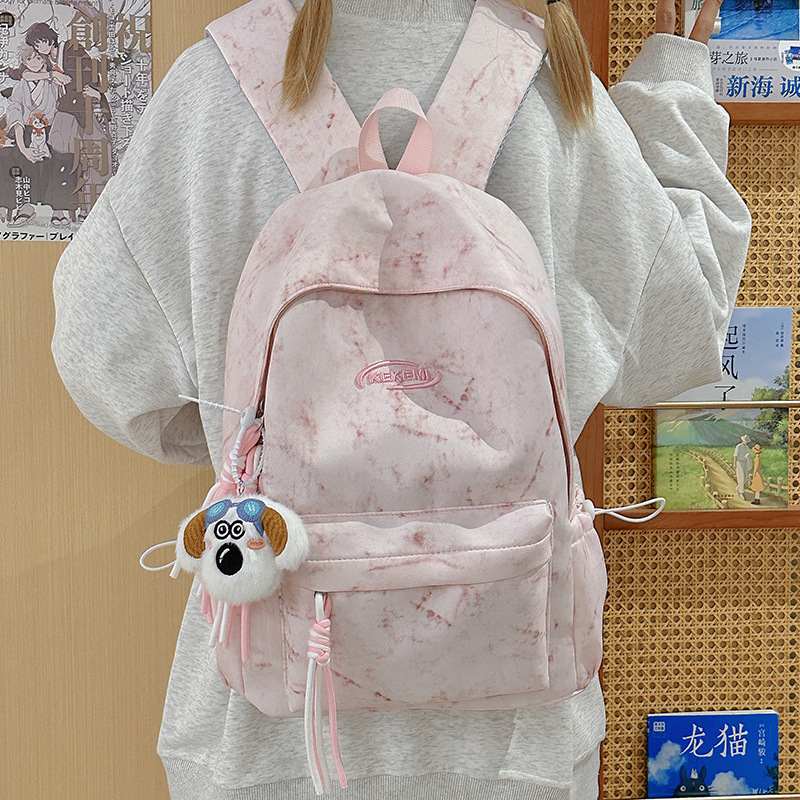 Artistic, simple, large-capacity Japanese-style camping backpack, versatile, lightweight college student schoolbag, casual and sweet single-shoulder bag details Picture