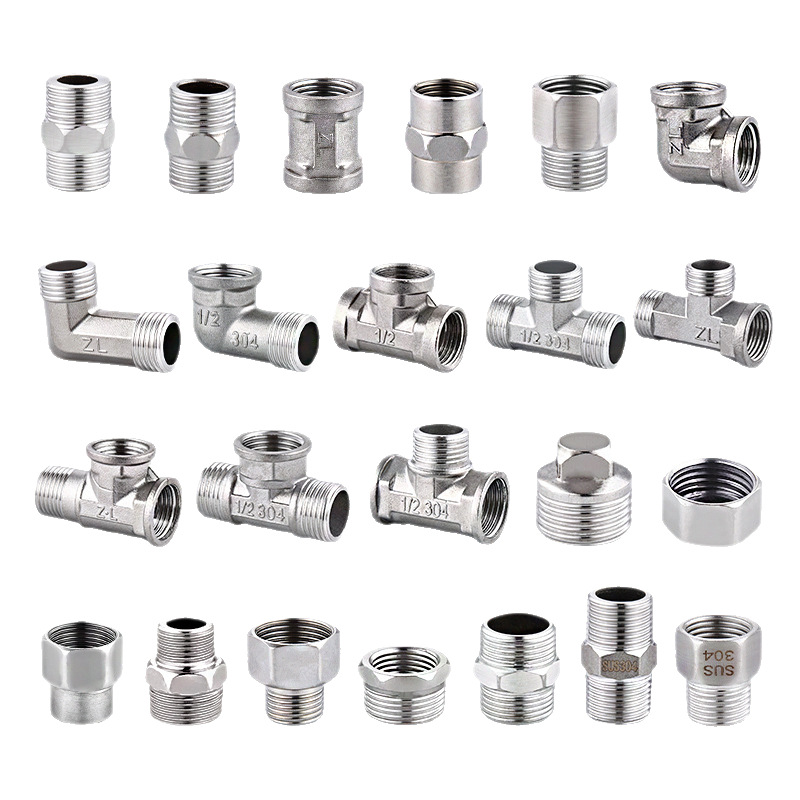 4-point stainless steel joint, direct internal thread to external thread to external thread, internal and external three-way elbow, 6-point reducer water pipe fittings Item Picture