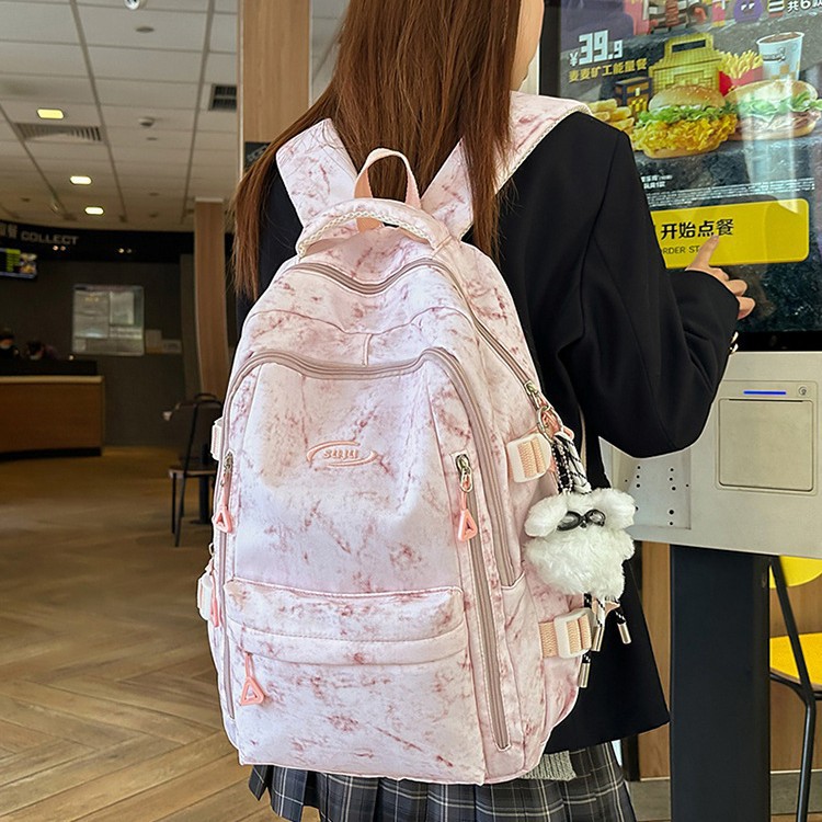 The new summer tie-dyed artistic Chinese-style schoolbag has a high appearance level. It is a light and refreshing travel backpack for young girls with a forest style full figure