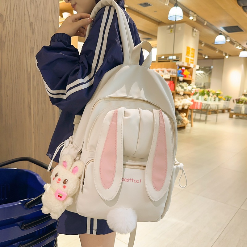 A Korean version of a Harajuku high School student's Japanese-style cute rabbit-ear backpack, a versatile backpack for girls on campus full figure