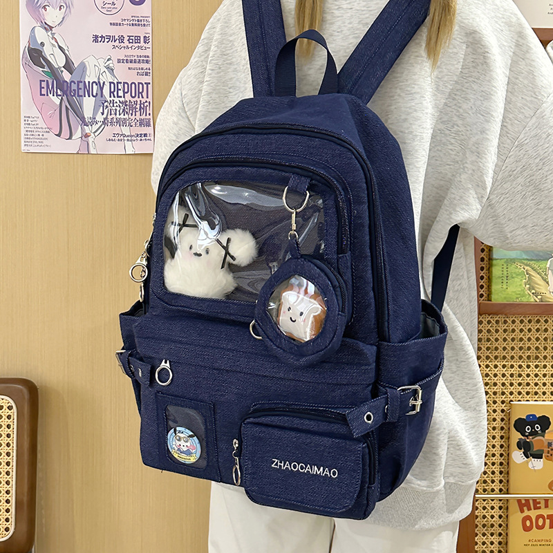 Cute transparent pain bag, versatile, high appearance level, high school and junior high school students' schoolbag, ins style, Japanese and Korean style backpack, casual bag full figure
