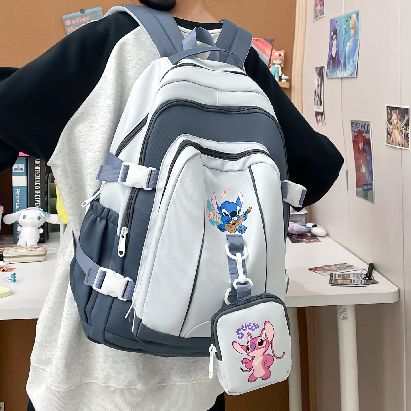 New Korean-style ins fashionable and versatile schoolbag, a casual, simple and lightweight backpack for high school and junior high school students with a large capacity for commuting details Picture
