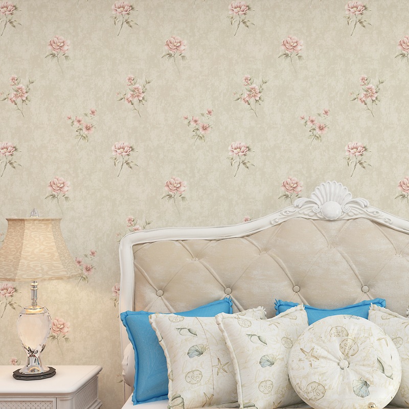Light purple 3D pastoral small floral wallpaper for bedrooms, living rooms, hotels, beauty salons, warm rose essence pressed wallpaper Item Picture