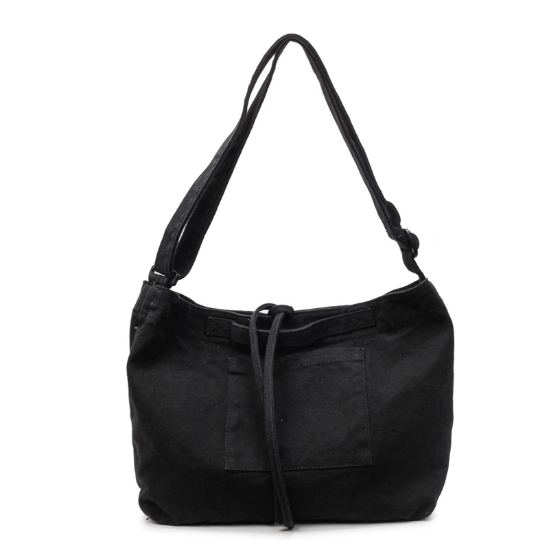 Japanese-style artistic and retro canvas dumpling bag for boys and girls, a versatile, casual, large-capacity single-shoulder crossbody bag Item Picture