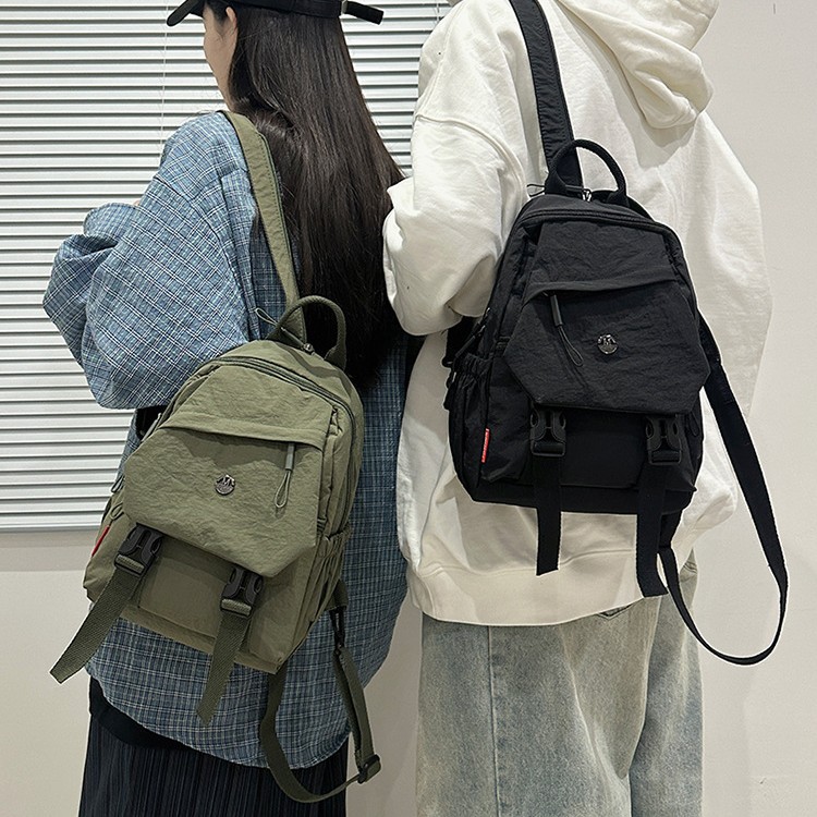 Fashionable, elegant and simple backpack, solid-color college student schoolbag, versatile large-capacity single-shoulder bag, super popular backpack details Picture