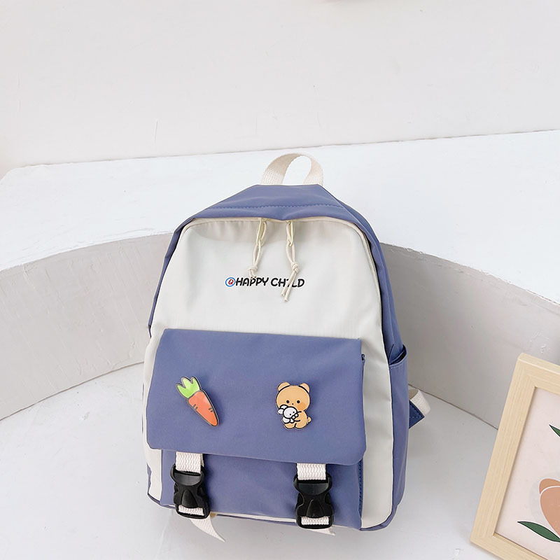 2024 New style Japanese and Korean schoolbag nylon backpack, fashionable and simple color contrast backpack for junior and senior high school students details Picture