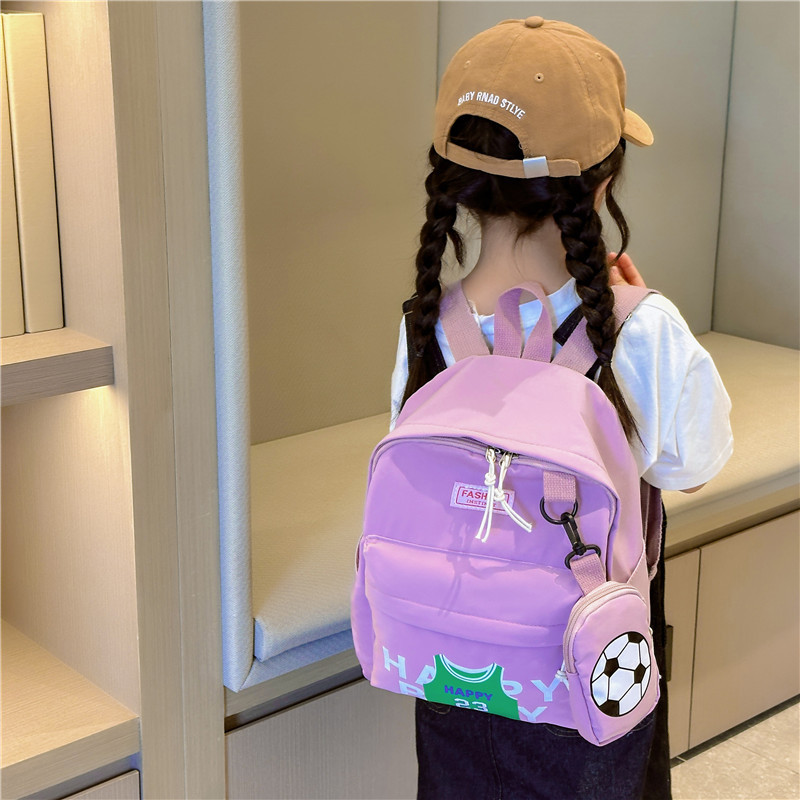 Kindergarten schoolbag for boys and girls, vest, football and letter two-piece set, 2023 new style, lightweight, double-shoulder trendy Application Scenario